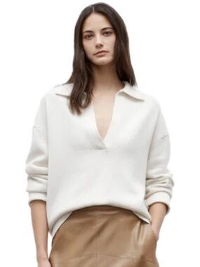 TWP Boy Henley cream small cashmere